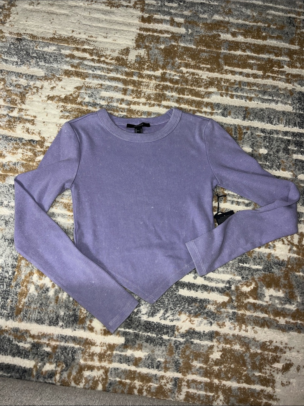 Forever 21 Lilac Ribbed Long-Sleeve Crop Top